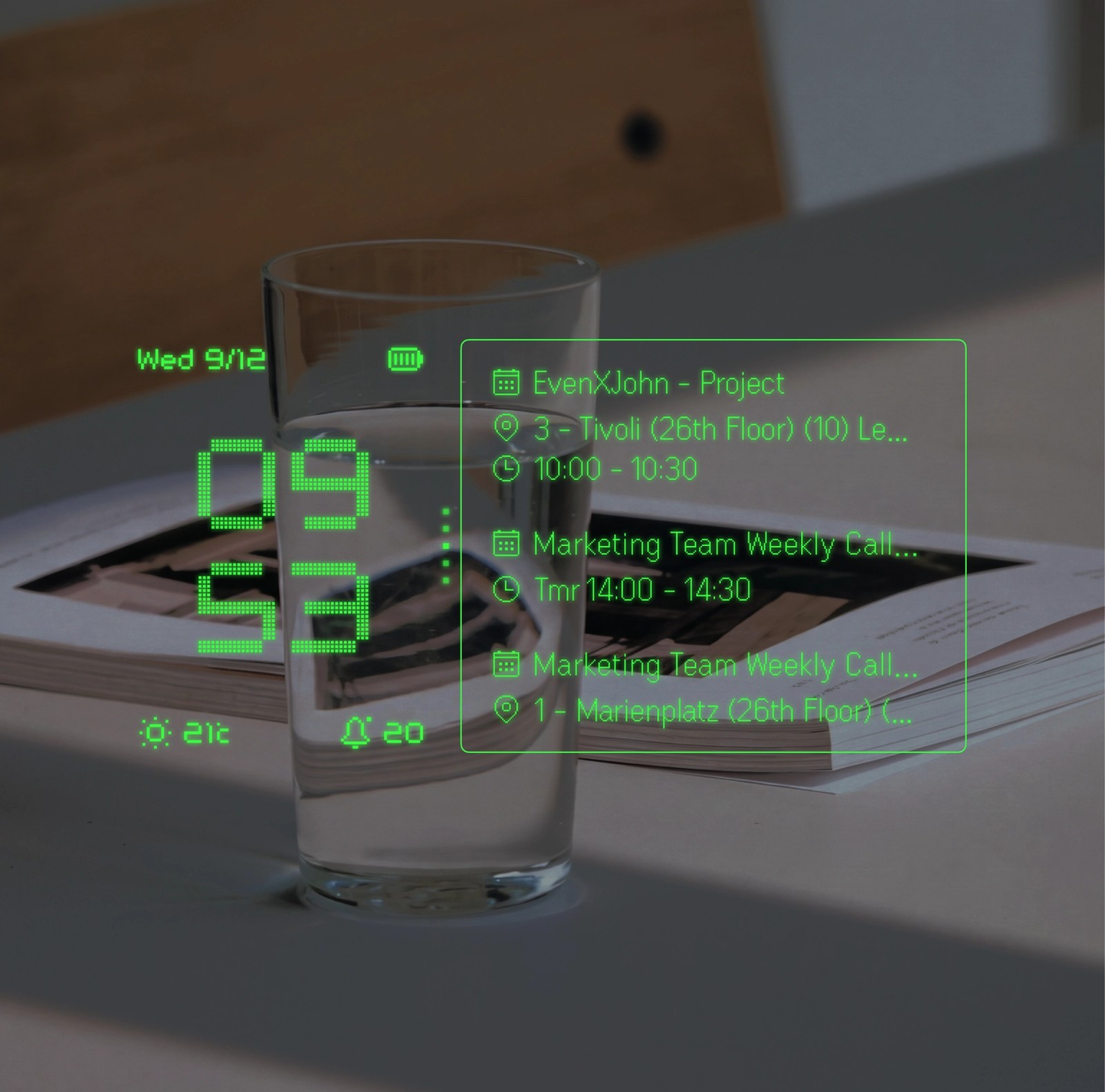 Calendar and notifications overlay